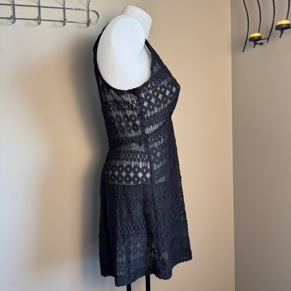 J Valdi Womens Babydoll Crochet Lace Tank Dress Black Medium Whimsigoth Layering - Picture 4 of 12